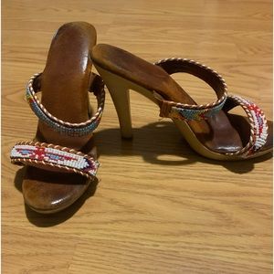 Beaded leather heels